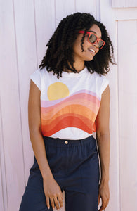 Chrissy Relaxed Tank - Sunset Waves
