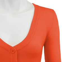 Load image into Gallery viewer, V-Neck Bolero Cardi - Fiesta Orange