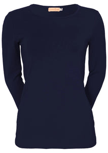 Round Neck L\S Top - Navy
