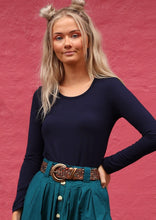 Load image into Gallery viewer, Round Neck L\S Top - Navy