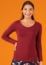 Load image into Gallery viewer, V- Neck L\S Top - Maroon