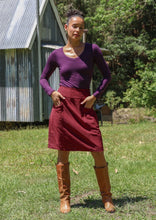 Load image into Gallery viewer, Aalia Corduroy Skirt - Cabernet