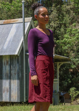 Load image into Gallery viewer, Aalia Corduroy Skirt - Cabernet