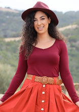 Load image into Gallery viewer, V-Neck L\S Top - Maroon