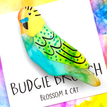 Load image into Gallery viewer, Budgie Brooch - Blue/Green