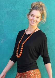 Batwing Top V-neck, Black