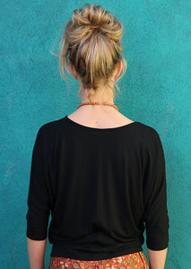 Batwing Top V-neck, Black