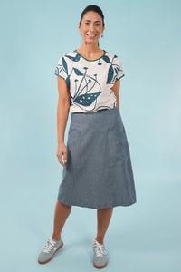Heidi skirt, Long - Chambray