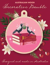 Load image into Gallery viewer, Wooden Hanging Bauble Decoration - Magpie &amp; Books