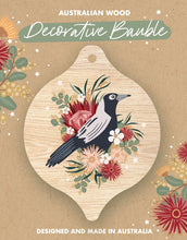 Load image into Gallery viewer, Wooden Hanging Bauble Decoration - Magpie Floral