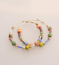 Load image into Gallery viewer, Large Pastel Beaded Hoops