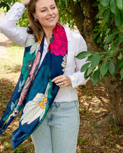 Load image into Gallery viewer, Bella Botanical Scarf - Navy