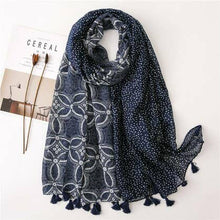 Load image into Gallery viewer, Cotton Scarf - Indigo Block