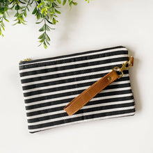 Load image into Gallery viewer, Wristlet Bag - Black and White Stripe