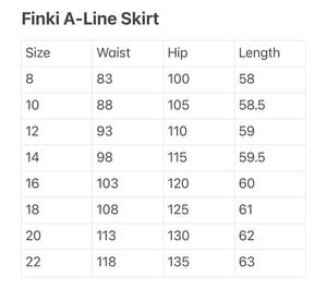 Size chart 