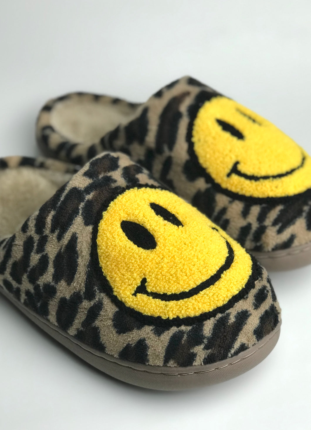 Happy Face Slippers - Leopard