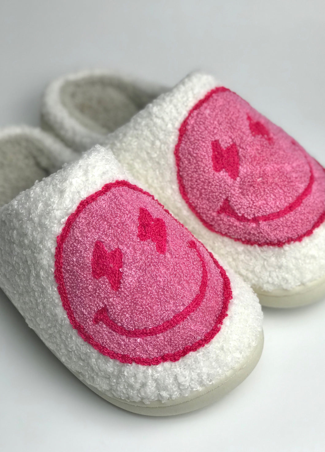 Happy Face Slippers - Pink