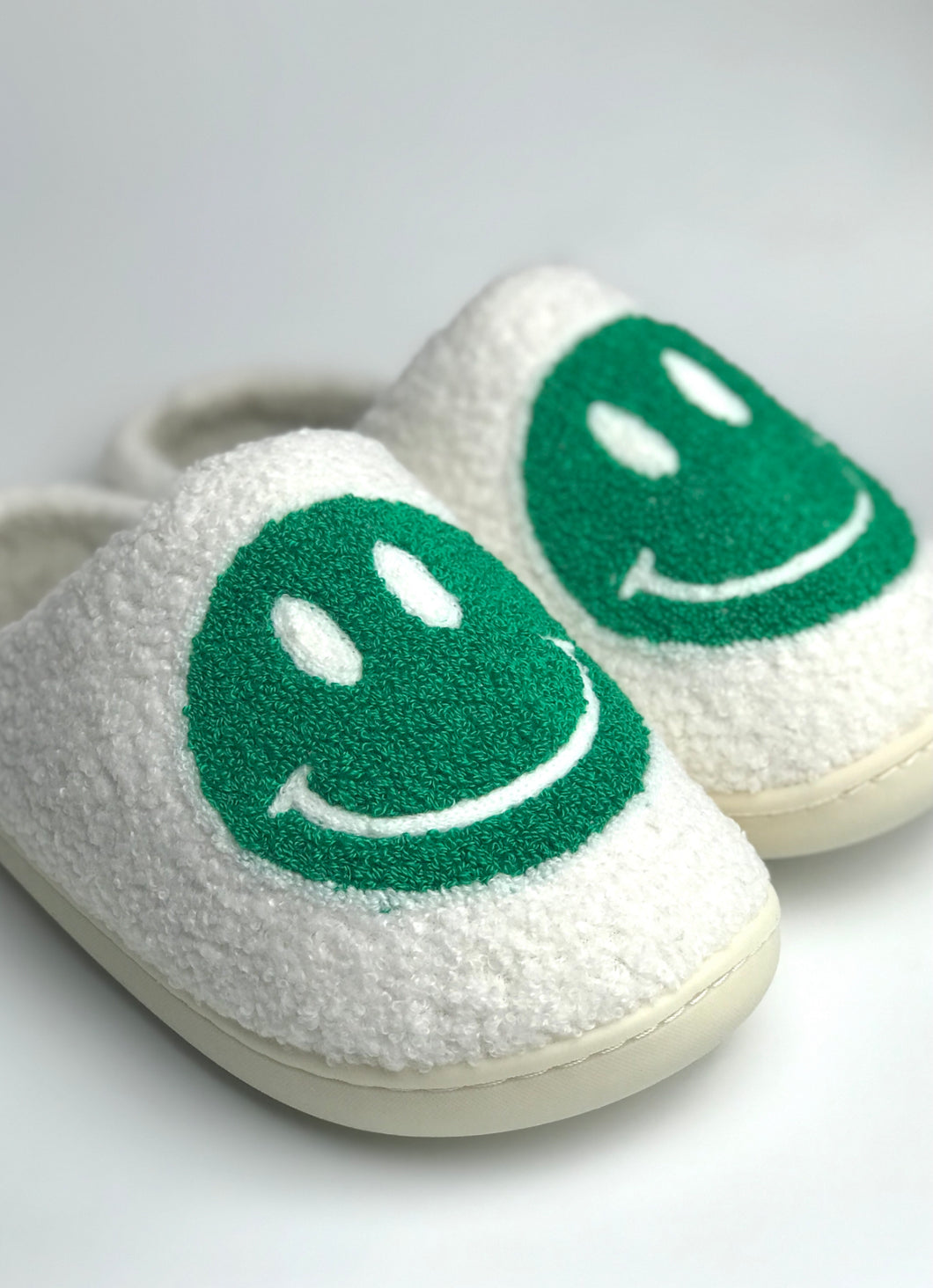 Happy Face Slippers - Green