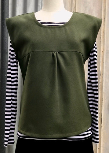 Smock top, Heavy Felt - Olive