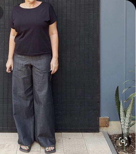 Black denim linea pant