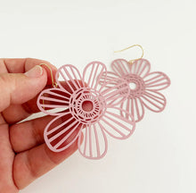 Load image into Gallery viewer, Pink Flower Dangles