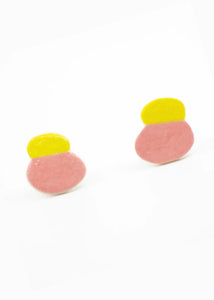 Duo stud Earrings - Yellow/Pink