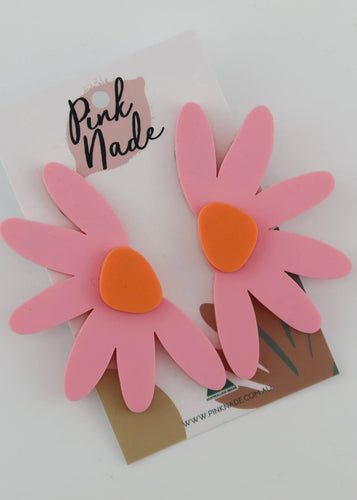 Linda Daisy Stud - Pink/Orange