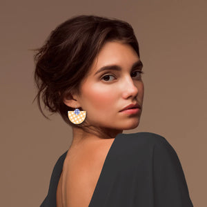 Gingham Marigold Layered Bell Hoops