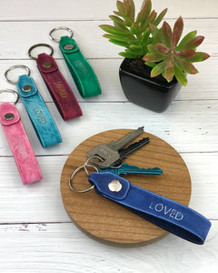 Leather key tag - Loved
