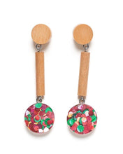 Load image into Gallery viewer, Dot bar foil drop earrings