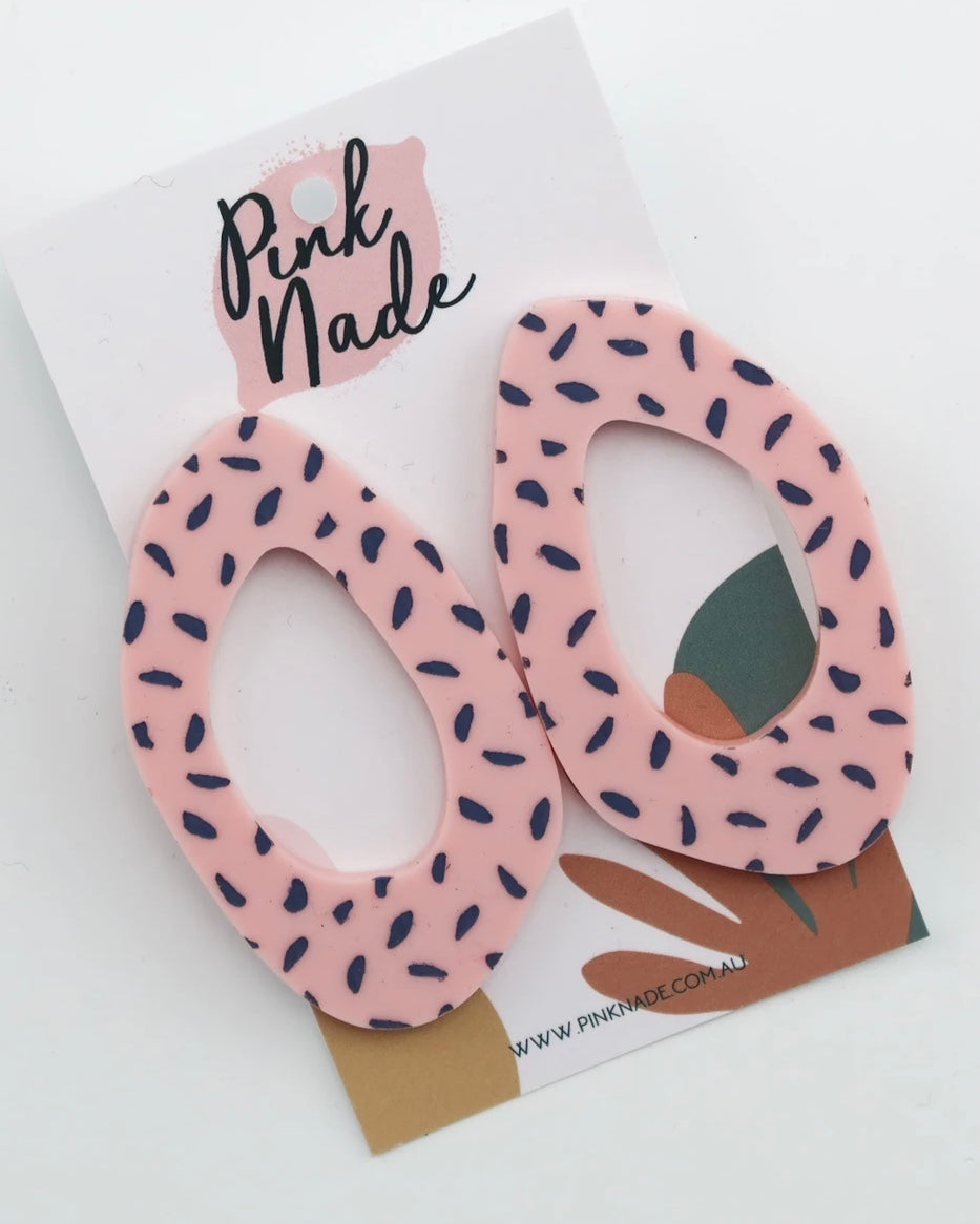 Nadine big loop studs - pink/Grey
