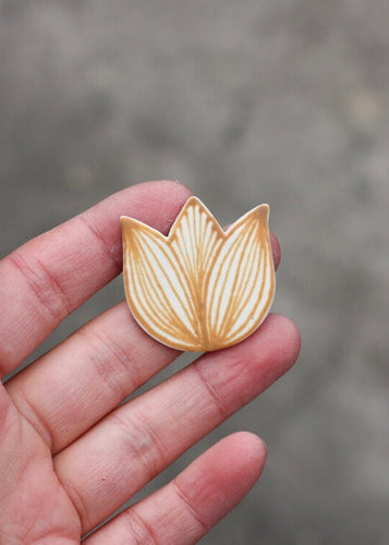 Mustard Tulip Brooch