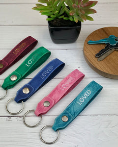 Leather key tag - Loved