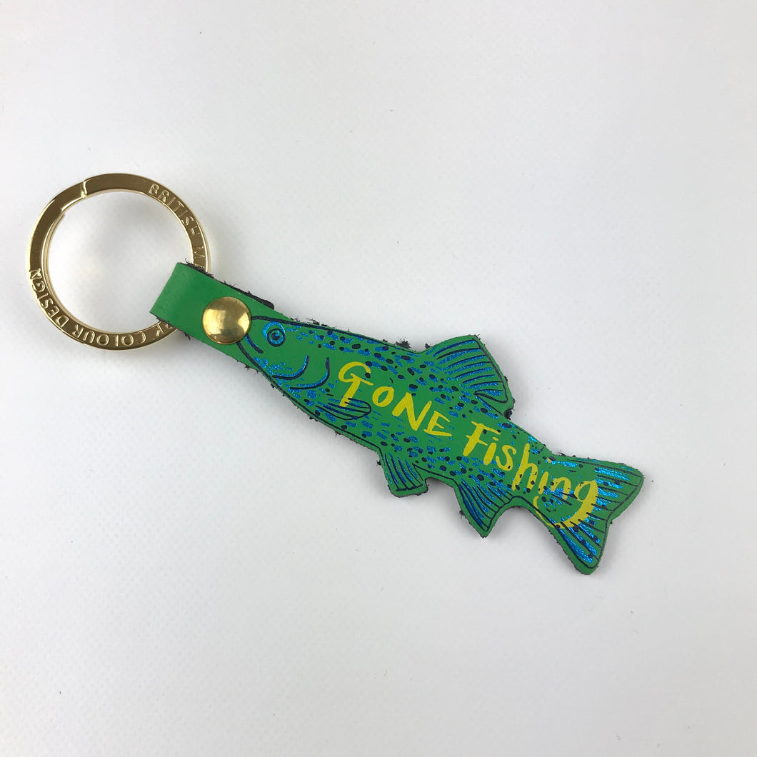 Gone fishing key fob
