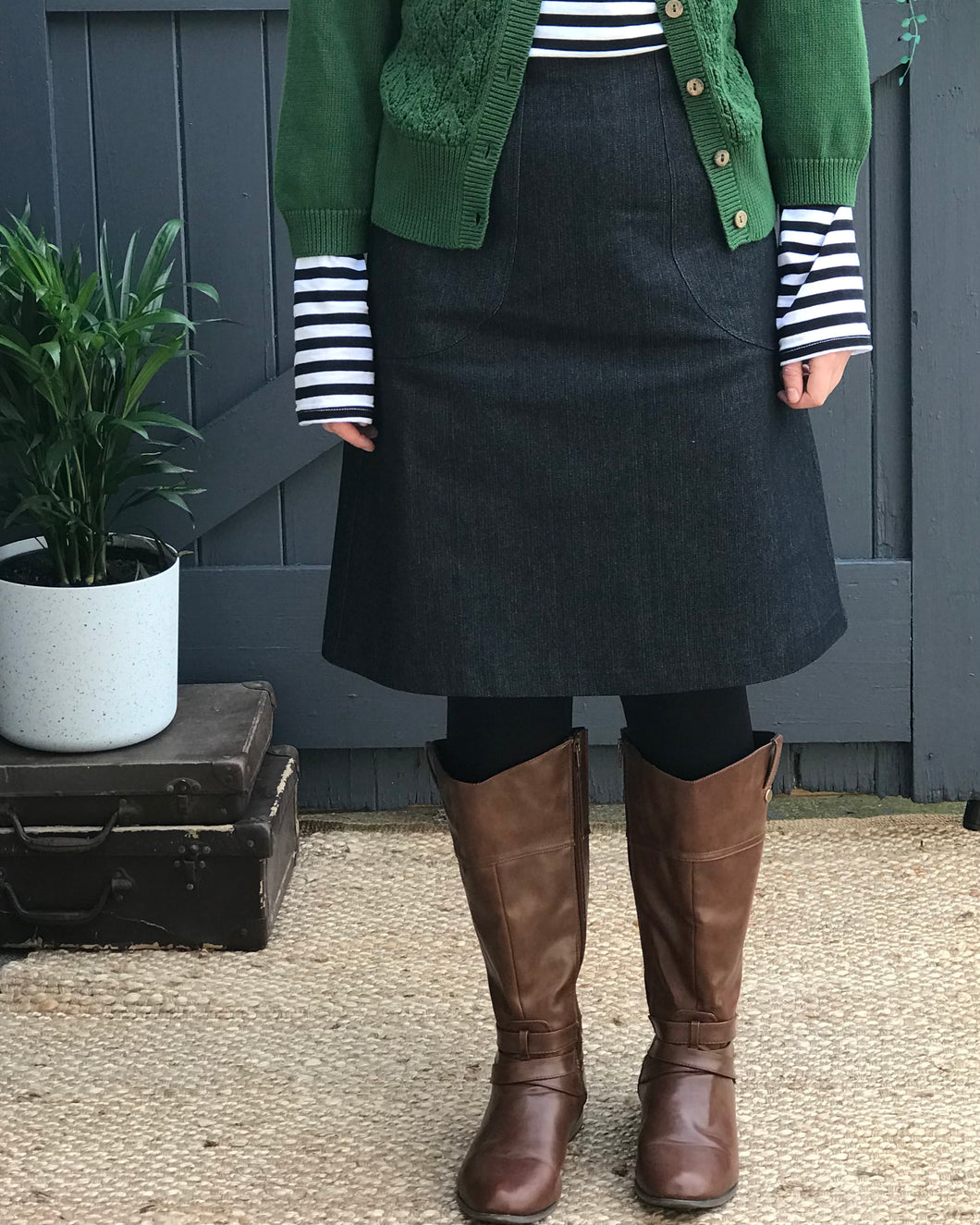 Black Denim, A-line Skirt