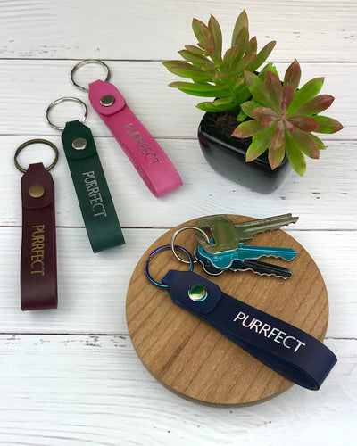 Leather key tag - Purrfect