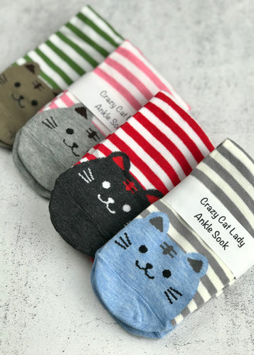 Cat Lady Ankle Sock - Stripe