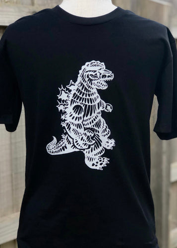 Mens Screen print tee, Godzilla/Black